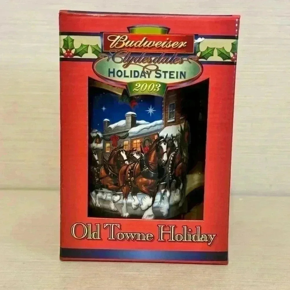 Vintage 2003 Budweiser Collector Holiday Stein - Old Towne Holiday